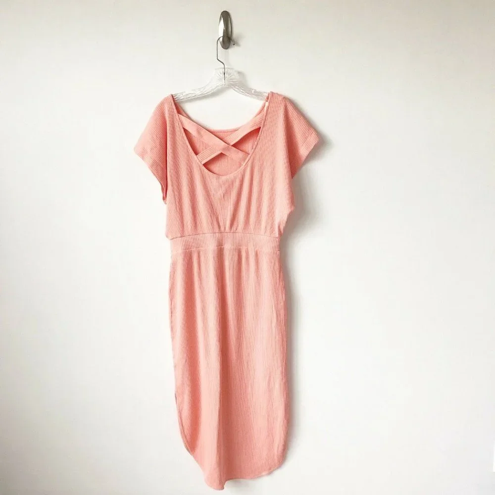NWT Anthropologie Dolman-Sleeved Maxi Dress HTF S Peach X-Back_8
